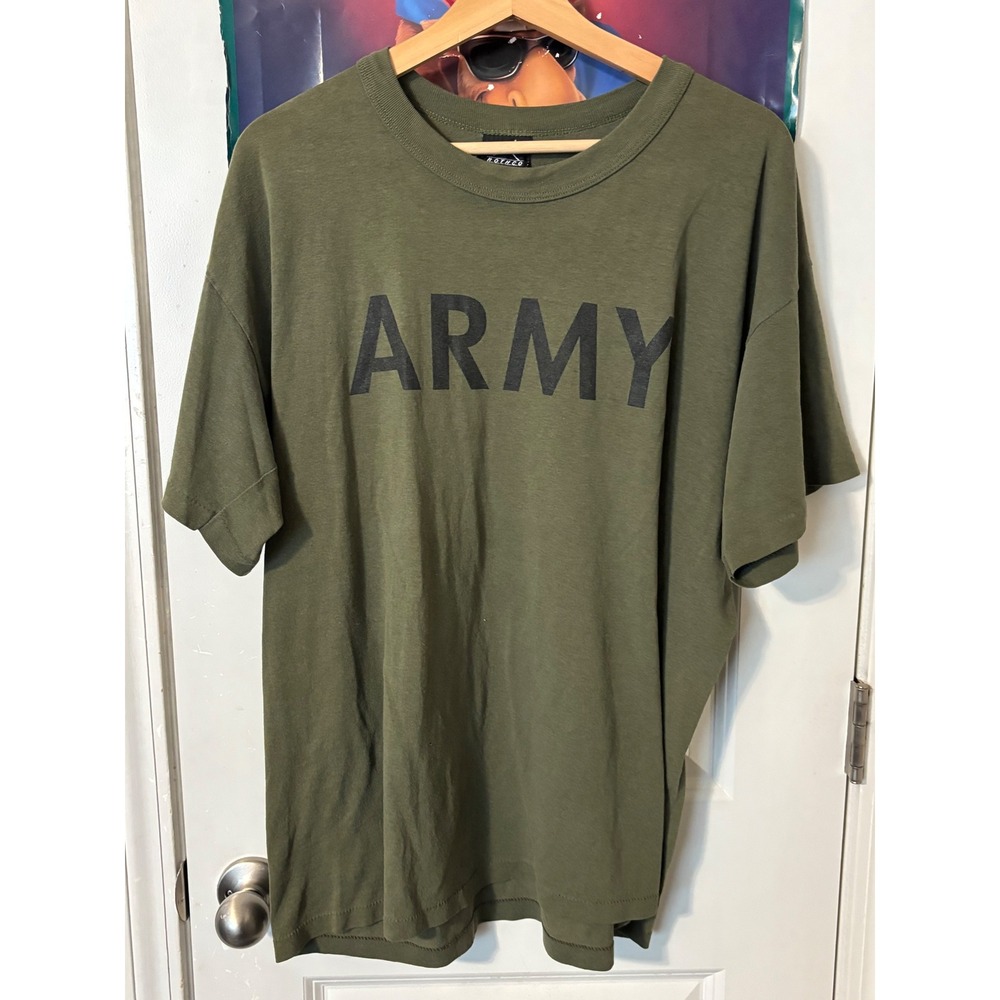Rothco Army Graphic T-Shirt Mens XL Olive Green Made in USA Military Tee